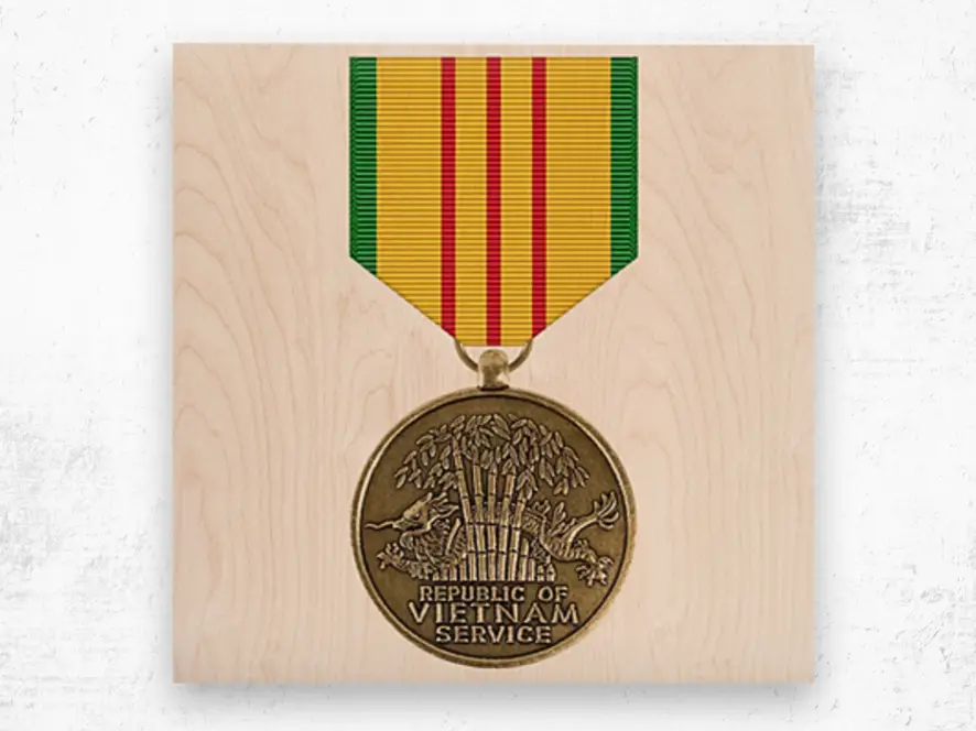 Wood Print of Vietnam War Medal